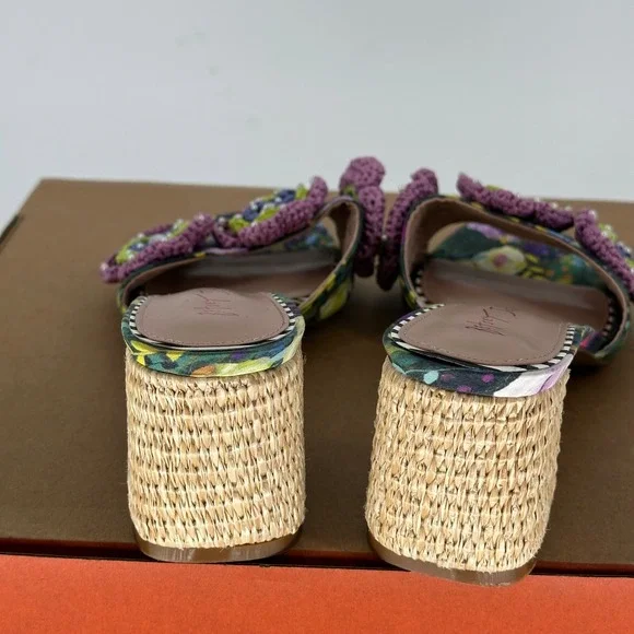 Betsey Johnson Dietrich Bright Multi Floral Pearl Beaded Summer 3" Heel Womens 9 - Picture 6 of 10